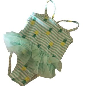 Girls one piece pineapple ruffle swimsuit